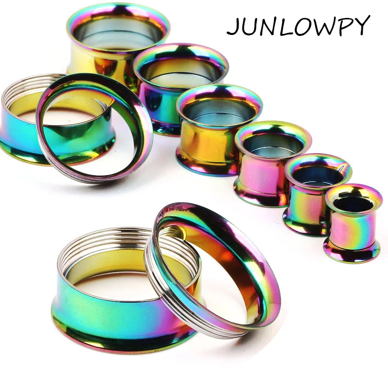 

JUNLOWPY Piercing Plug Internally Threaded Rainbow Ear Plug Mix 5~20mm 72pcs/lot Body Piercing Jewelry Ear Flesh Tunnel