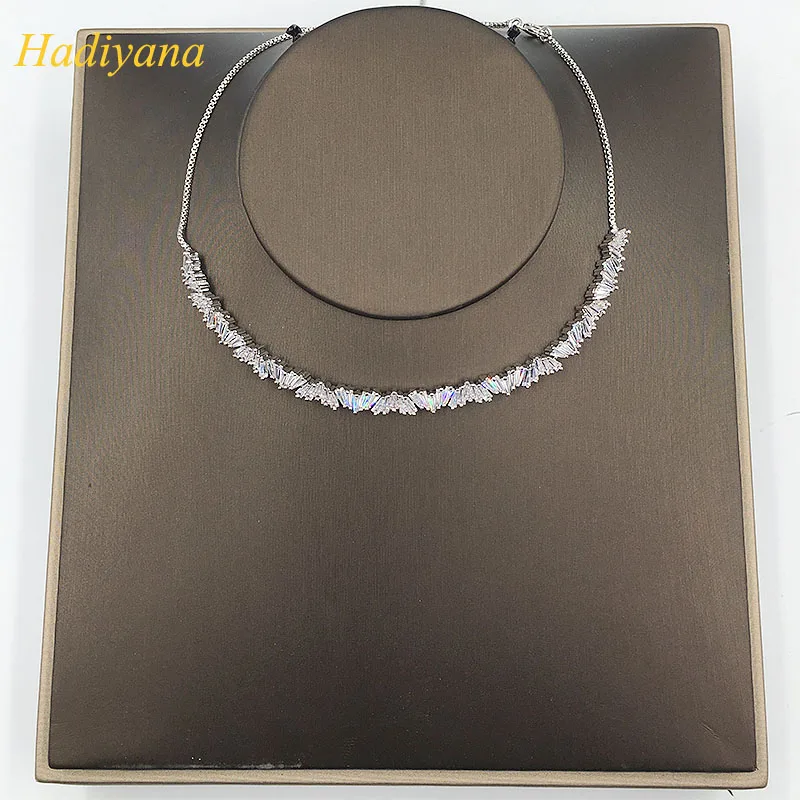 Высококачественный кубический цирконий колье ожерелье с регулируемой цепочкой мода Медь ручной работы ювелирные изделия с чокерами для женщин HADIYANA XL121