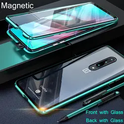 Магнитный чехол для Oneplus 7 Pro Case 1 + 7 Передняя + Задняя двухсторонняя 9H закаленное стекло чехол для Oneplus 6 6T металлический бампер чехол 1 + 6T