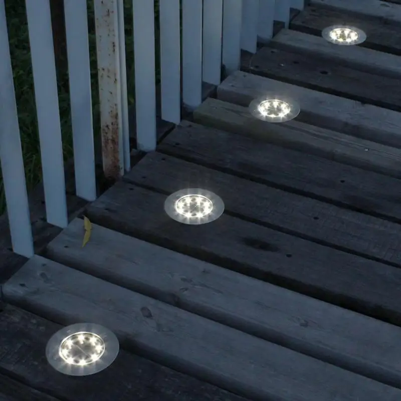 8LED Solar IP65 Underground Light Outdoor Waterproof Garden Pathway Buried Lamp Path Spot Recessed Inground Landscape Lighting