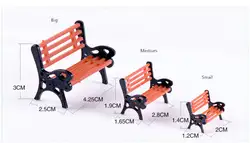 Banc de jardin, 3 pièces, Mini modèle d'extérieur, Train, chemin de fer, paysage, parc, chaise de rue, siège Miniature, accessoires de maison de poupée 