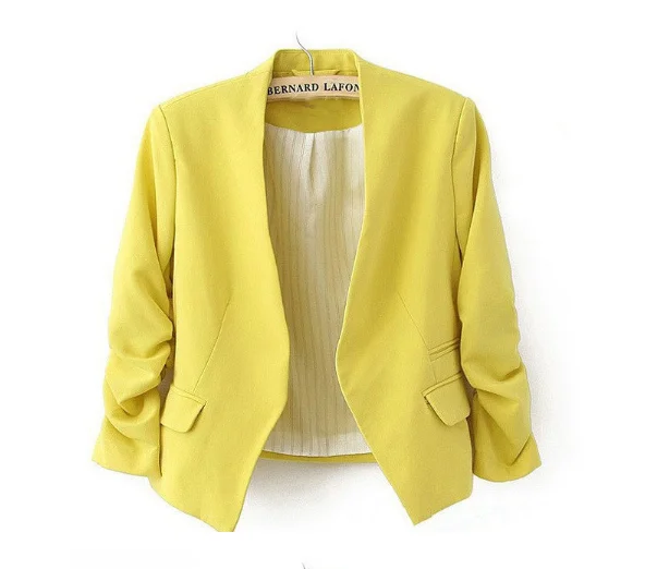 Mr.nut Korean version of the small suit Puff Sleeve cotton women's slim suit without buckle candy color coat