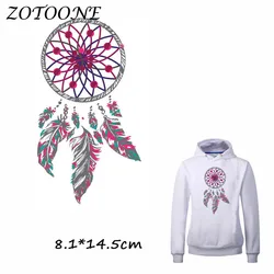 ZOTOONE Colorful Feather Dreamcatcher Iron on Transfer Patches for Clothing Beaded Applique Clothes DIY Accessory Decoration D