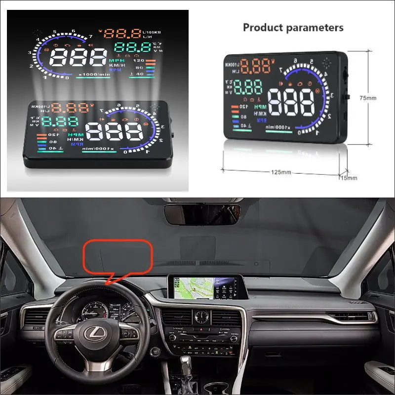 

Car Computer Screen Display Projector Refkecting Windshield For Lexus LX RX 450H RX350 LX570 2015 2016 - Saft Driving Screen