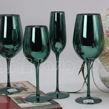 Креативный зеленый цвет металлическое стекло с бокалом шампанского вина Кубок Свадебные украшения комнаты Зеленый Кубок