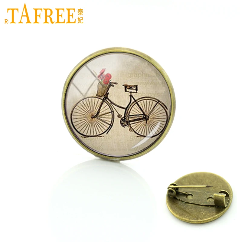 

TAFREE Brown bicycle bike pins retro ethnic style women bicycle brooches men fashion hipster dress accessories casual badge T639