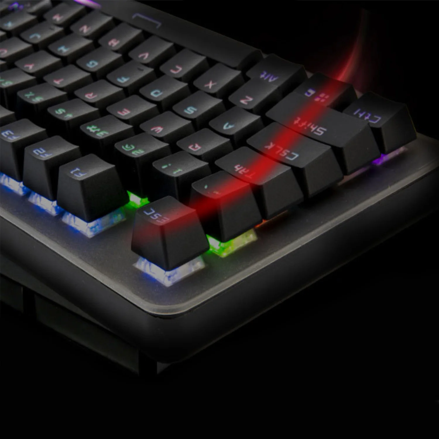  Elisona Mechanical 104 Key USB Wired Rainbow Backlit Waterproof Blue Switch Gaming Keyboard Compute