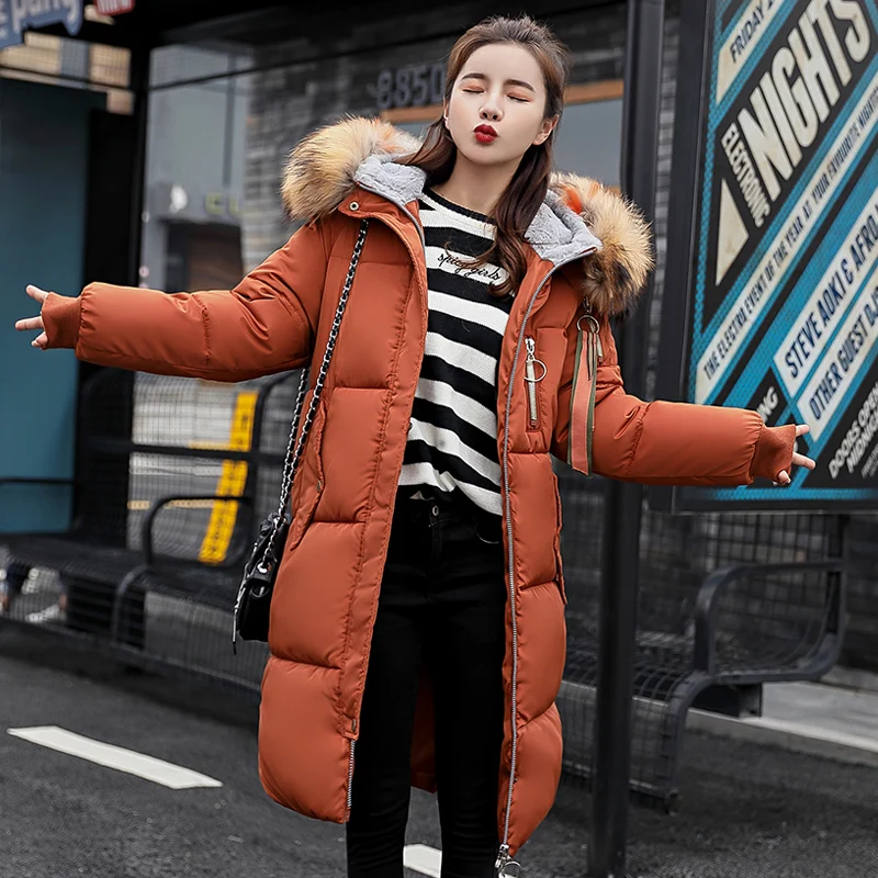 2018 New Women Parkas coat Winter Long jackets down cotton padded big fur collar loose styled jackets parka windproof warm 3XL