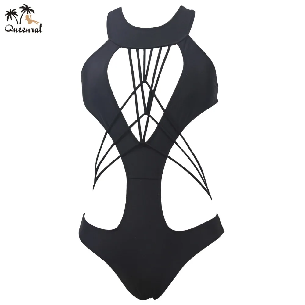 

swimsuit Sexy one piece swimwear 2018 New women monokini Beach Wear Black Gothic styleswimwear bathing suits swim wear monokini