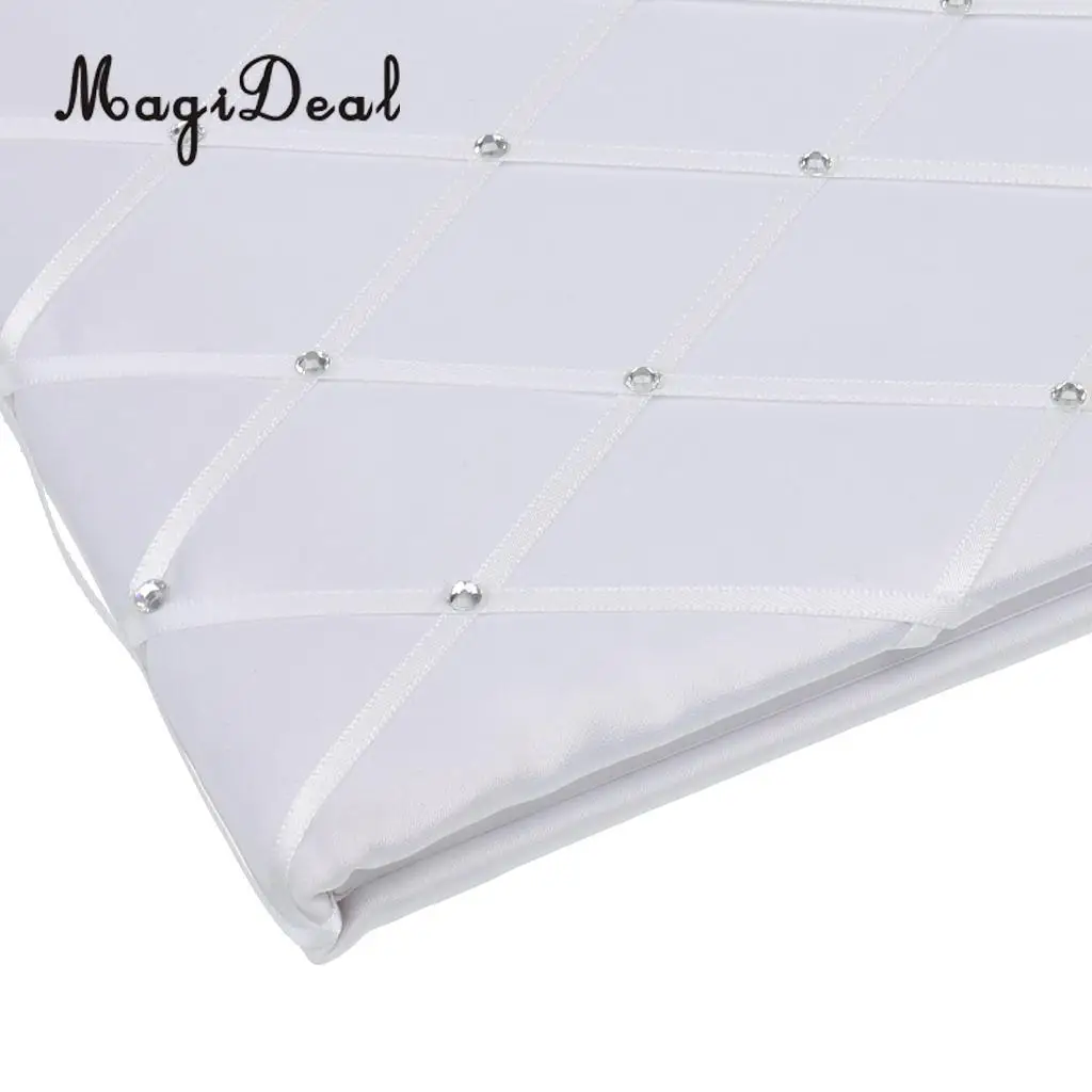MagiDeal Top Quality White Custom Wedding Ceremony Guest Book Album Crystal Rhinestone Register Wedding Book Gifts Decoration