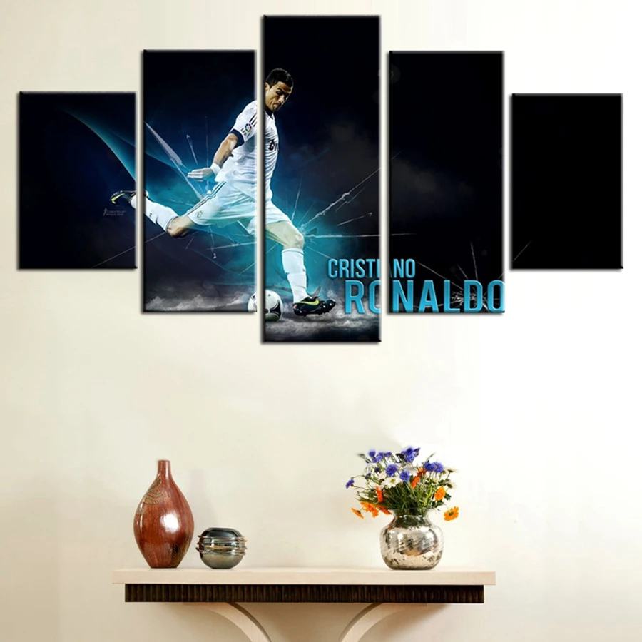 

5 Panel C Ronaldo Real Madrid Canvas Printed Painting For Living Picture Wall Art HD Decor Modern Artworks Football Poster