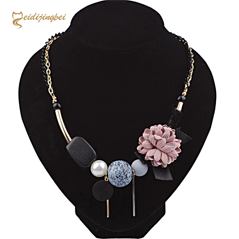 

MEIDIJINGBEI 2017 women summer popular exquisite necklace fabric flowers wooden geometric necklace a generation to buy