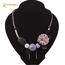 MEIDIJINGBEI 2017 women summer popular exquisite necklace fabric flowers wooden geometric necklace a generation to buy