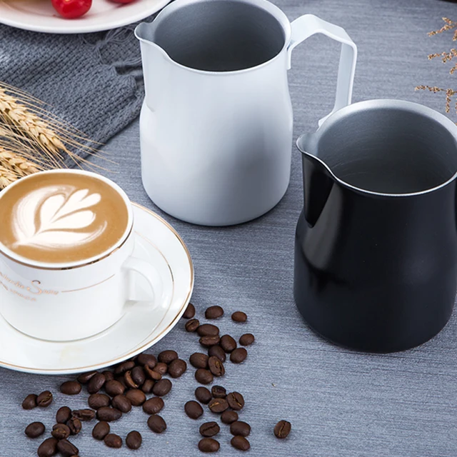 Best Price Coffee Pull Cup Stainless Steel Flower Cylinder Tip Mouth Oblique Milk Bubble Pot Pitcher Frothing Jug Coffeeware Cappuccino