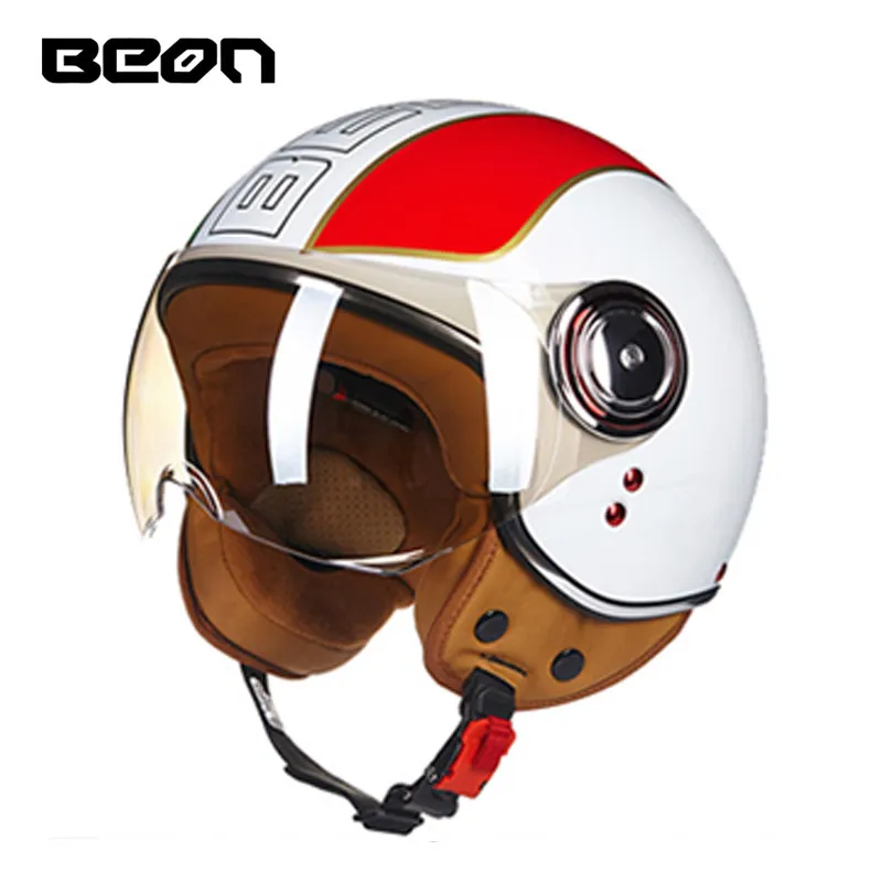 BEON B110B с открытым лицом 3/4 мотоциклетный шлем Casco Capacete, винтажный Ретро шлем, шлем для скутера ECE - Color: 12