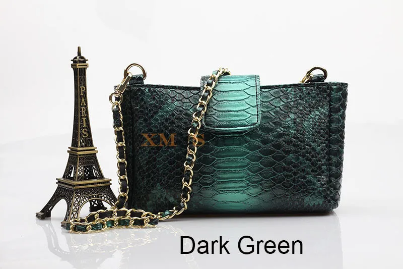 XMESSUN New Fashion Designer Handbag Embossed Python Leather Shoulder Cross-body Bag Lady Hand Bag Pouch Trendy Bag - Цвет: Dark Green