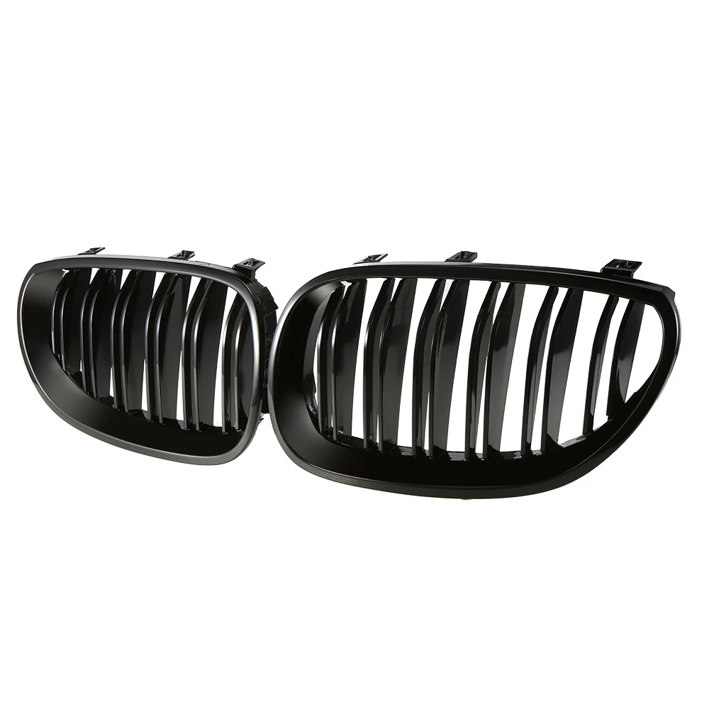 Pair-of-Gloss-Black-Car-Front-Grilles-with-Double-Line-for-BMW-E60-4-Door-2003