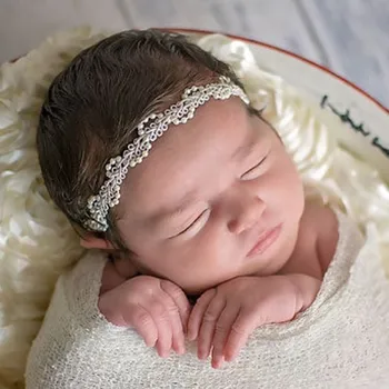 

Fashion Girls Pearl Hair Band Baby Lace Head Wrap Band Accessories baby photography props 2M-5T lowest price dropshopping