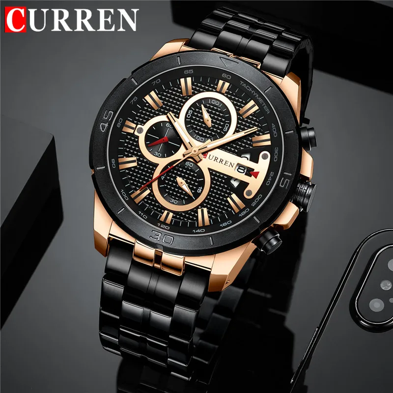 

CURREN New Watch Men Fashion Business Watches Men's Casual Waterproof Quartz Wristwatch Blue Steel Clock Relogio Masculino 8337