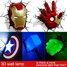 Marvel avengers LED bedside bedroom living room 3D creative wall lamp decorated with light night light