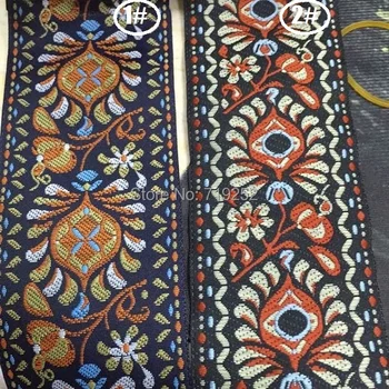 

5cm 50mm 2' Orange Native America Indian Fuchsia Floral Peruvian Curtain Laciness National Jacquard Woven Ribbon Bedding Webbing