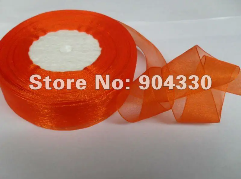 

Free Shipping LANZZAY 50yards 3/4"(19mm) Orange Organza Ribbon Bow DIY Craft Scrapbooking Gift Ribbons Wedding Party Supplies