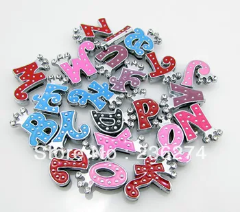 

130pcs 8mm A-Z Enamel crown slide letters christmas gifts fit for 8mm wristband belt brand new