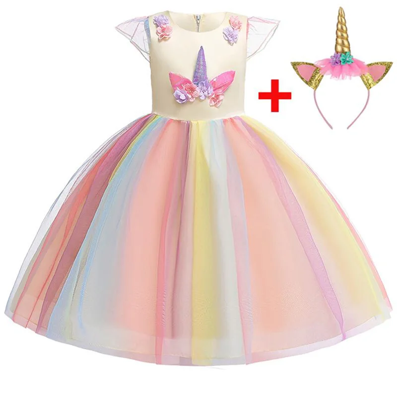 2019-Free-Headband-Colorful-Unicorn-Party-Dress-Summer-Dress-Girl-Vestidos-Kids-Dresses-For-Girls-Clothes (2)