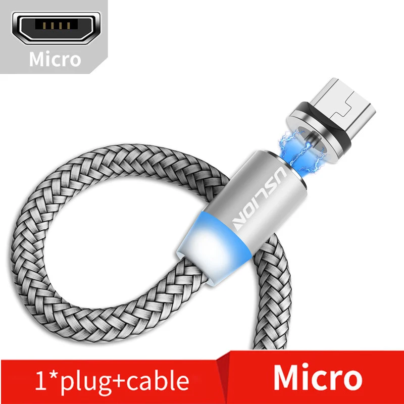 USLION 3M Magnetic Micro USB Cable For Samsung Android Mobile Phone Type-c Charging For iPhone XS XR 8 Magnet Charger Wire Cord cable to connect iphone to tv Cables