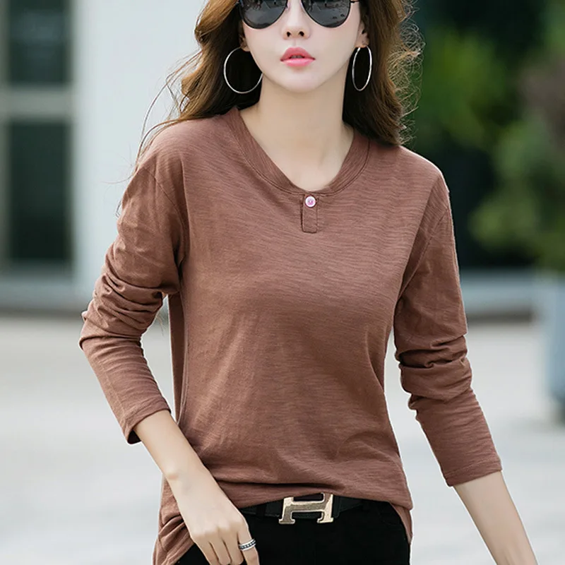 

Vetement Femme 2019 Autumn Long Sleeve Office Shirt Women T-Shirt Bamboo Cotton White Tshirt Tee Top Camiseta Feminina Plus Size