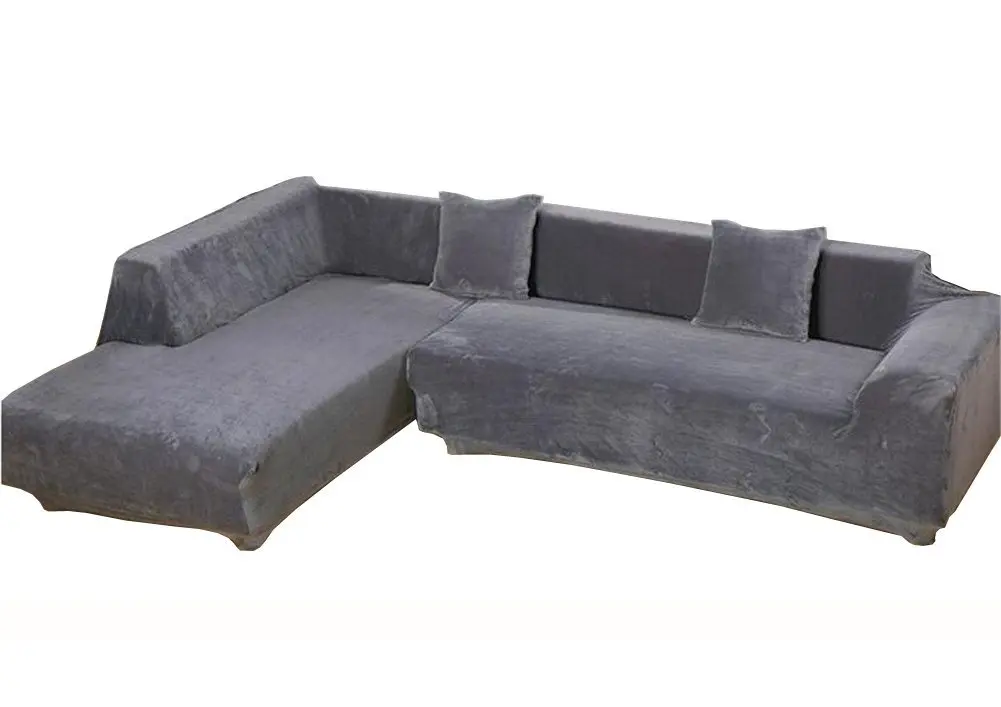 

Enipate L Shape Sofa Cover Plush Solid Color Soft Cloth Fabric Cover Simple and Modern European Style for 3 and 3 Seats
