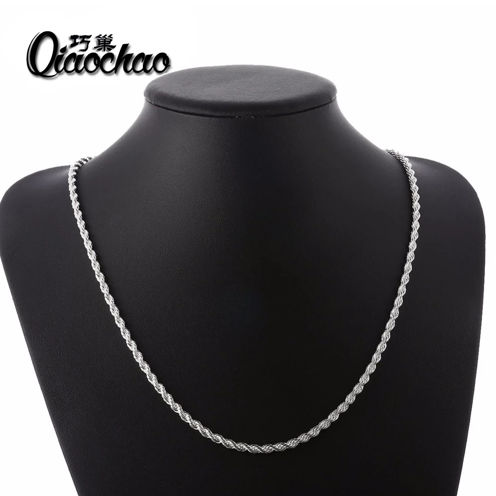 wholesale price 16 30 inch 3mm twisted chains necklaces 925 sterling