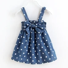 VORO BEVE 2017 Enfants Filles Denim Robe Dot Mode Sans Manches Bébé Denim Robe Pour Bébé Filles Enfants Nouveaux Jeans Vêtements