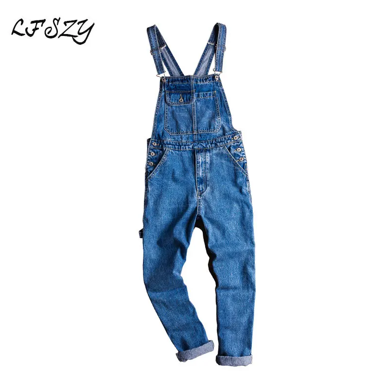Jeans Men Lfszy Men's Casual Blue Denim Overalls, Loose Jeans, Overalls