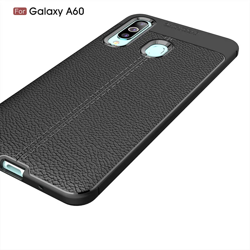 TOLIFEEL Case For Samsung Galaxy A60 Soft Silicone Phone Back Cover Shell For Samsung Galaxy A60 Litchi Pattern Leather Case