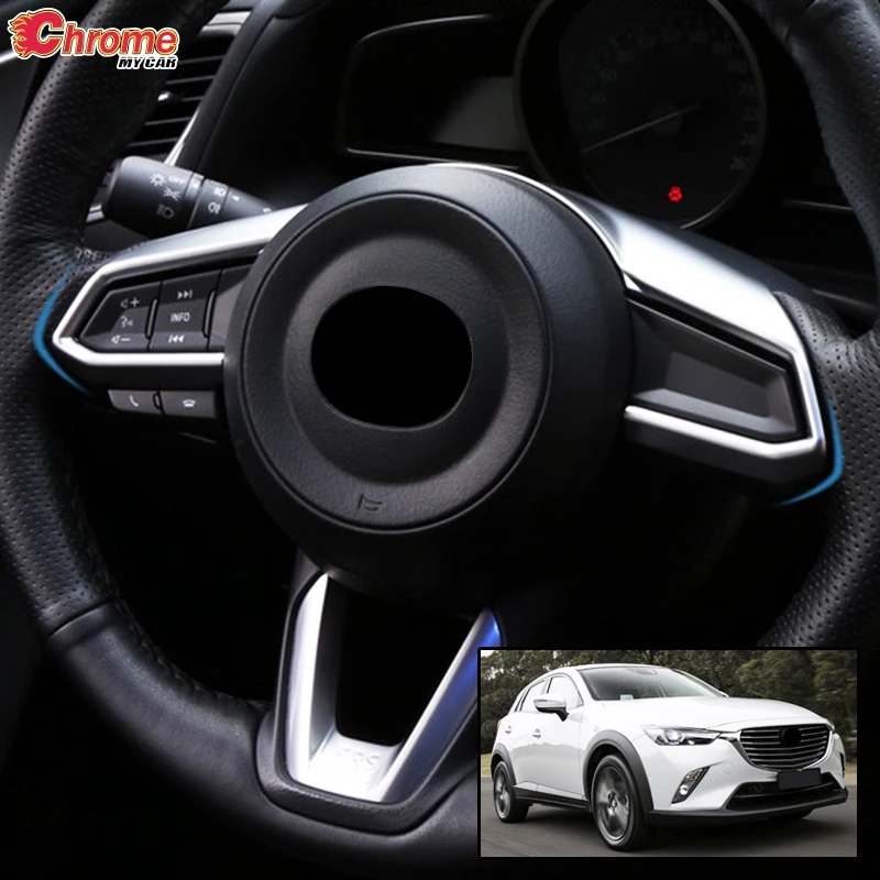 Matte Interior Car Steering Wheel Button Cover Trim for Mazda CX-3 CX3 2015-2018
