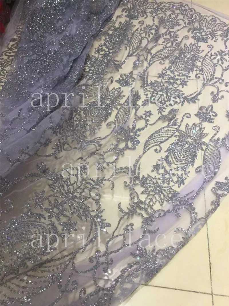 5yards new dobby bzh05 # color 54-064 hand print glitter mesh tulle lace fabric for sawing wedding dress |