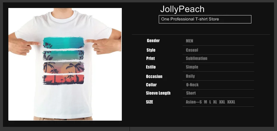 Бренд JOLLYPEACH, Пляжная летняя футболка на закате, свежий стиль, мужская футболка, новинка, белая, короткий рукав, повседневная, homme, крутая футболка