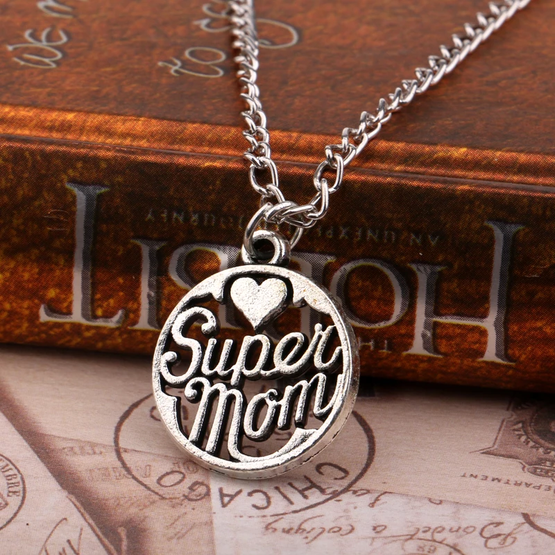 Alfabeto super m e oco banhado a prata cora o pingente colar charme a mam e