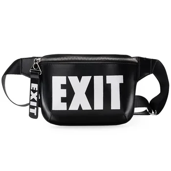 

2018 Fashion PU Leather Waist Bag Women Fanny Packs Letter EXIT Waist Packs Belt Bag Female Chest Handbag Drop ship