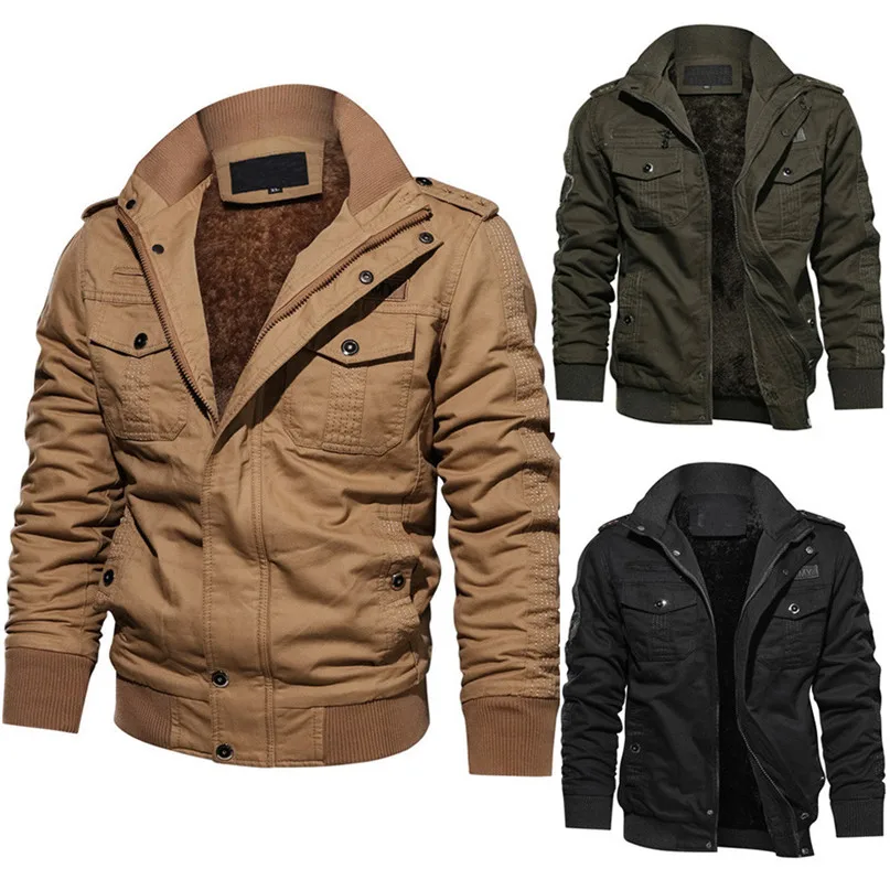 Cycling Jackets Men Winter Military Clothing Pocket Tactical Outwear Thickened Cashmere Coat Plus velvet large size jacket #2n22 (15)