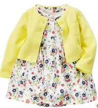 New 2016 spring Baby Sets Infant Baby Girls Clothes Cute Bodysuit + Dress 2pcs Baby Sports Suit Cotton Imported Clothing