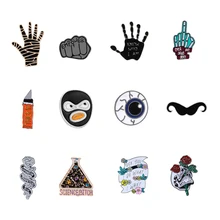 Fashion Feminisme Bros Mawar Masker Pisau Enamel Pin Lencana Palm Tangan Kekuatan Jari Tengah Aku Ingin Lencana Kerah Pin perhiasan(China)