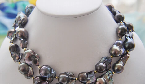

Jewelr 005611 34" 26mm BLACK BAROQUE KESHI REBORN PEARL NECKLACE