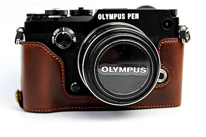 Кожаный чехол для камеры Olympus Pen-F Pen F PENF половина тела сумка для камеры извлечение батареи непосредственно крышка