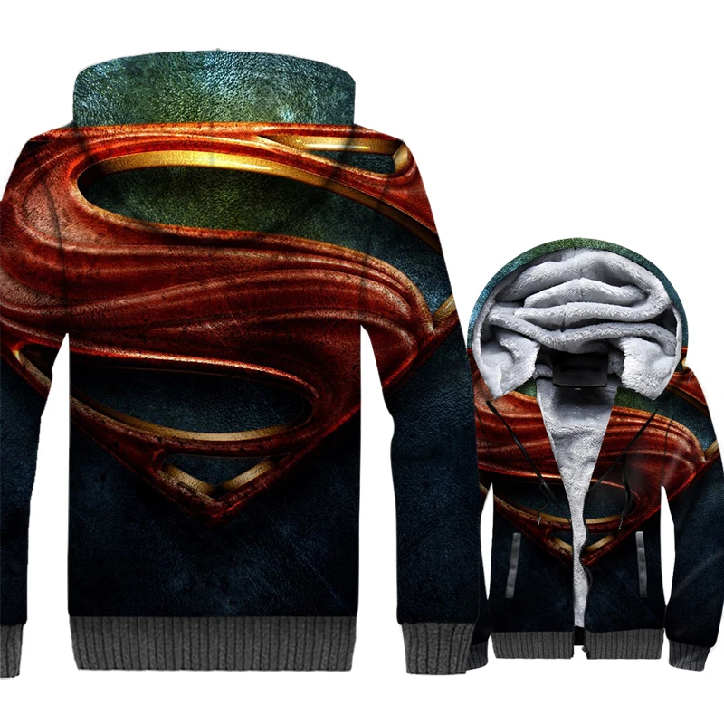 

3D Jaclet Printed S Superman Sweatshirt Hoodies Man Hooded Hot Sale Sportswear Fleece Tihck Zip Coat Streetwear Tracksuit Jacket