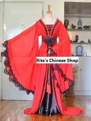 Красный, черный костюм принцессы с широкими рукавами костюм Hanfu одежда для выступлений для женщин