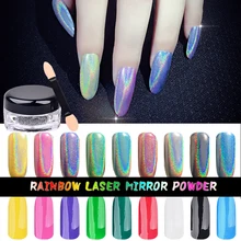 Новинка, высокое качество, 1 г/кор. Радужная блестящая зеркальная пудра для ногтей, идеальная голографическая пудра для ногтей, лазерная Голография, пигмент для ногтей
