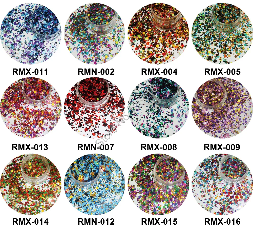 

12 Colors Mix Round Dot Nail Glitter Flake Spangle Shape(A022M) for Nail Art Gel Acrylic Make up Craft decoration