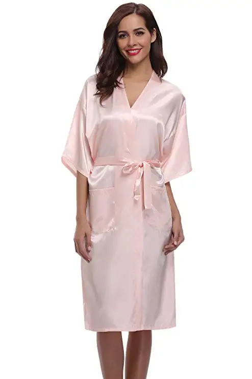 Women Dress Women Sleepwear Silk Robe Womens Robe Faux Silk Kimono Bath Gown Female Sexy Bathrobe Nightgown